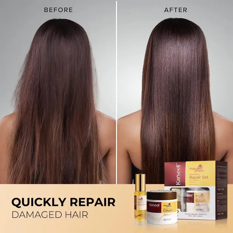 Karseell Collagen Maca Essence Repair Set – Hair Mask & Hair Oil Combo - Image 3