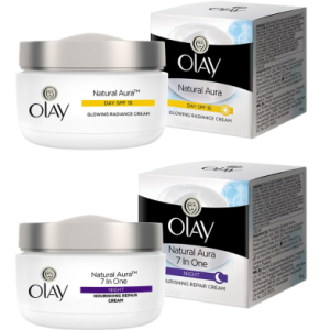 Olay Natural Aura Natural Day & Night Cream Combo Pack – 50gm + 50gm