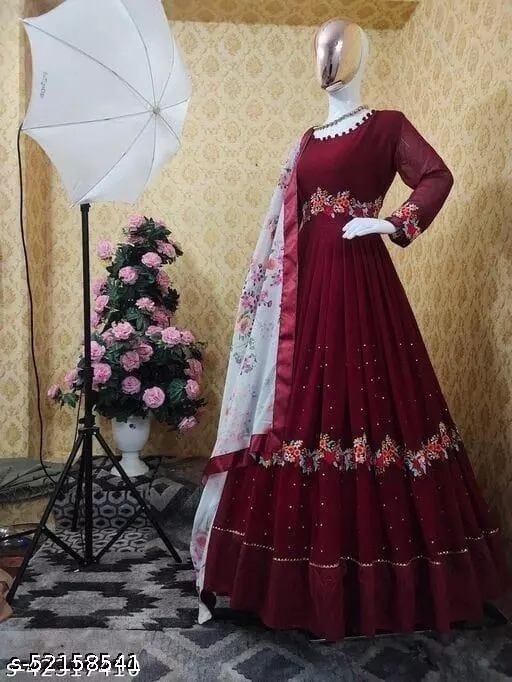 Premium Readymade Georgette Embroidery Party Dress – Free Size - Image 5