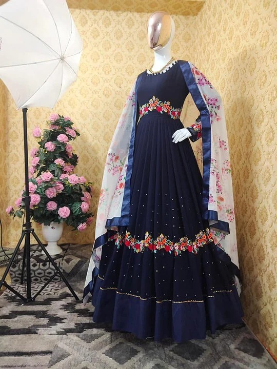 Premium Readymade Georgette Embroidery Party Dress – Free Size - Image 4