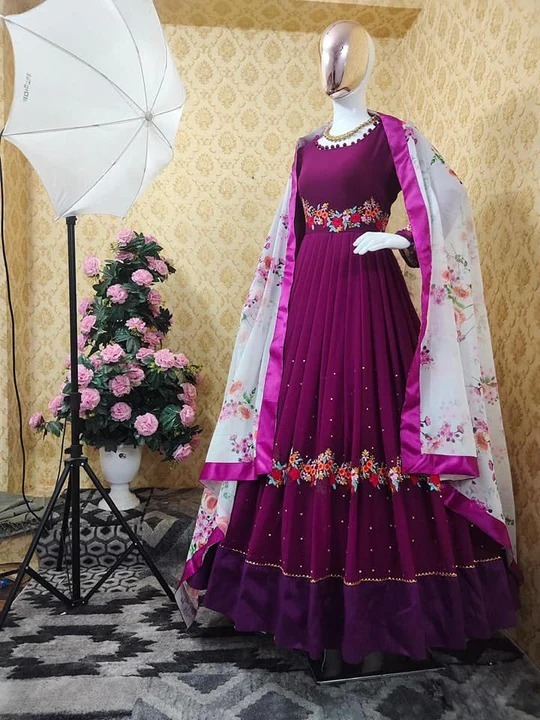 Premium Readymade Georgette Embroidery Party Dress – Free Size