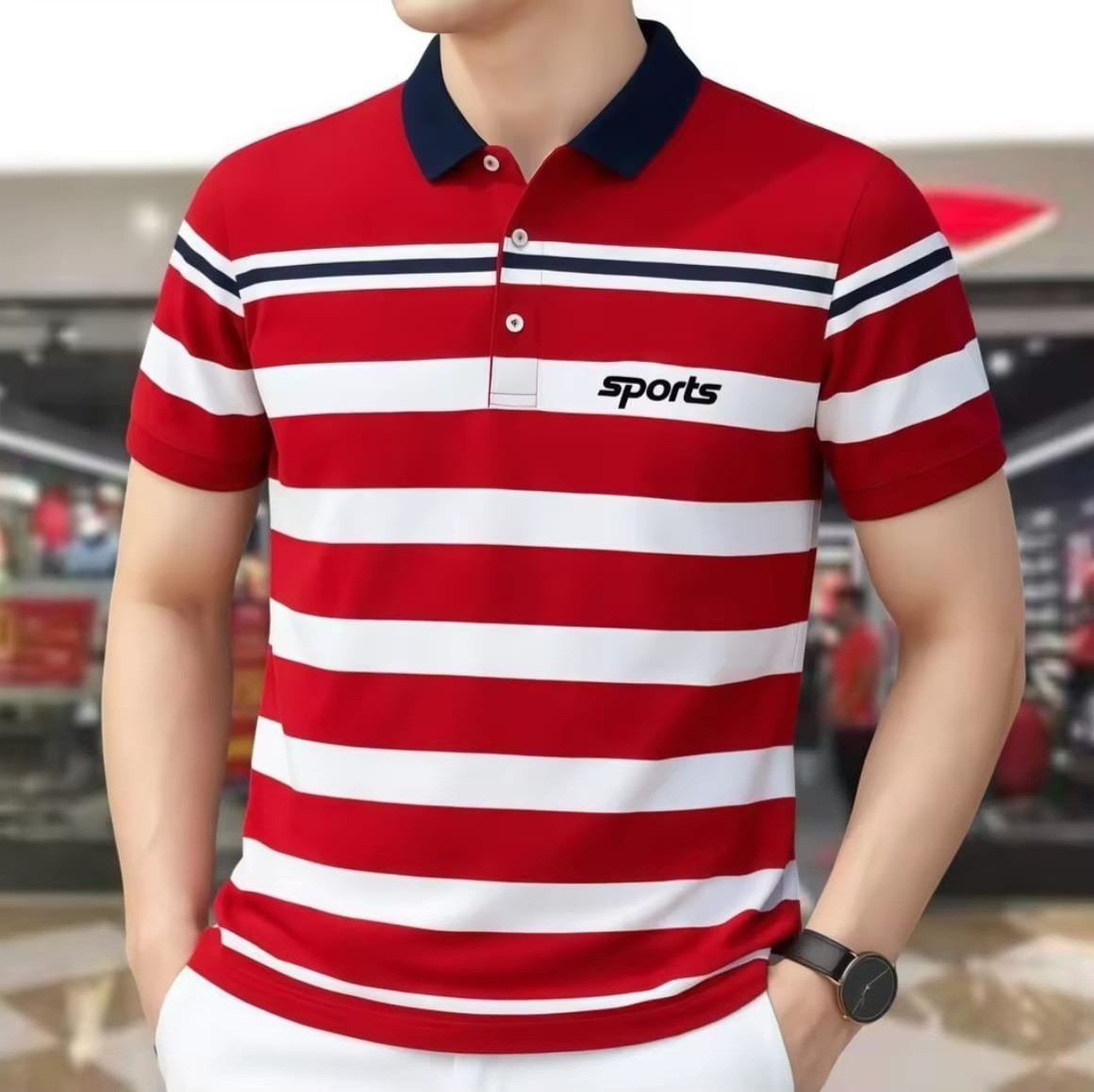 প্রিমিয়াম স্ট্রাইপড পোলো শার্ট - Striped Premium Polo Shirt (GSM 210+)