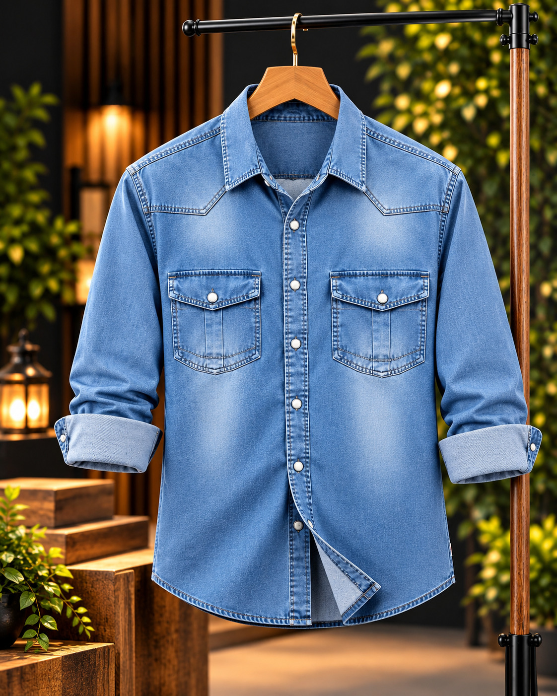 প্রিমিয়াম ট্রেন্ডি ডেনিম শার্ট - Premium Trendy Denim Shirt (GSM 220+) - Image 7