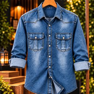 প্রিমিয়াম ট্রেন্ডি ডেনিম শার্ট - Premium Trendy Denim Shirt (GSM 220+)