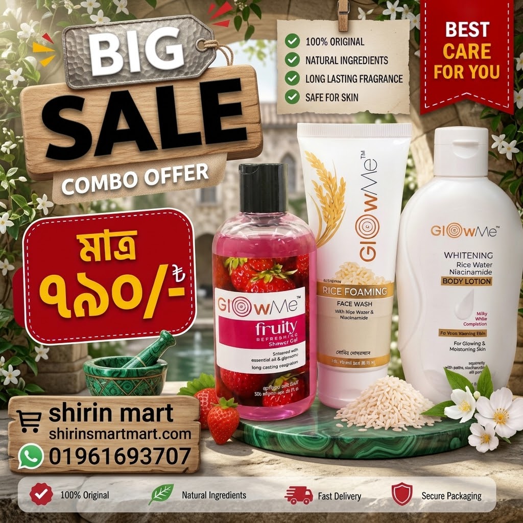 GlowMe 3-in-1 Skin Care Combo – Face Wash, Body Lotion & Shower Gel