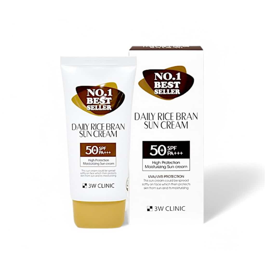 3W Clinic Daily Rice Bran Moisturizing Sun Cream SPF 50+ PA+++ (50ml) - Image 4