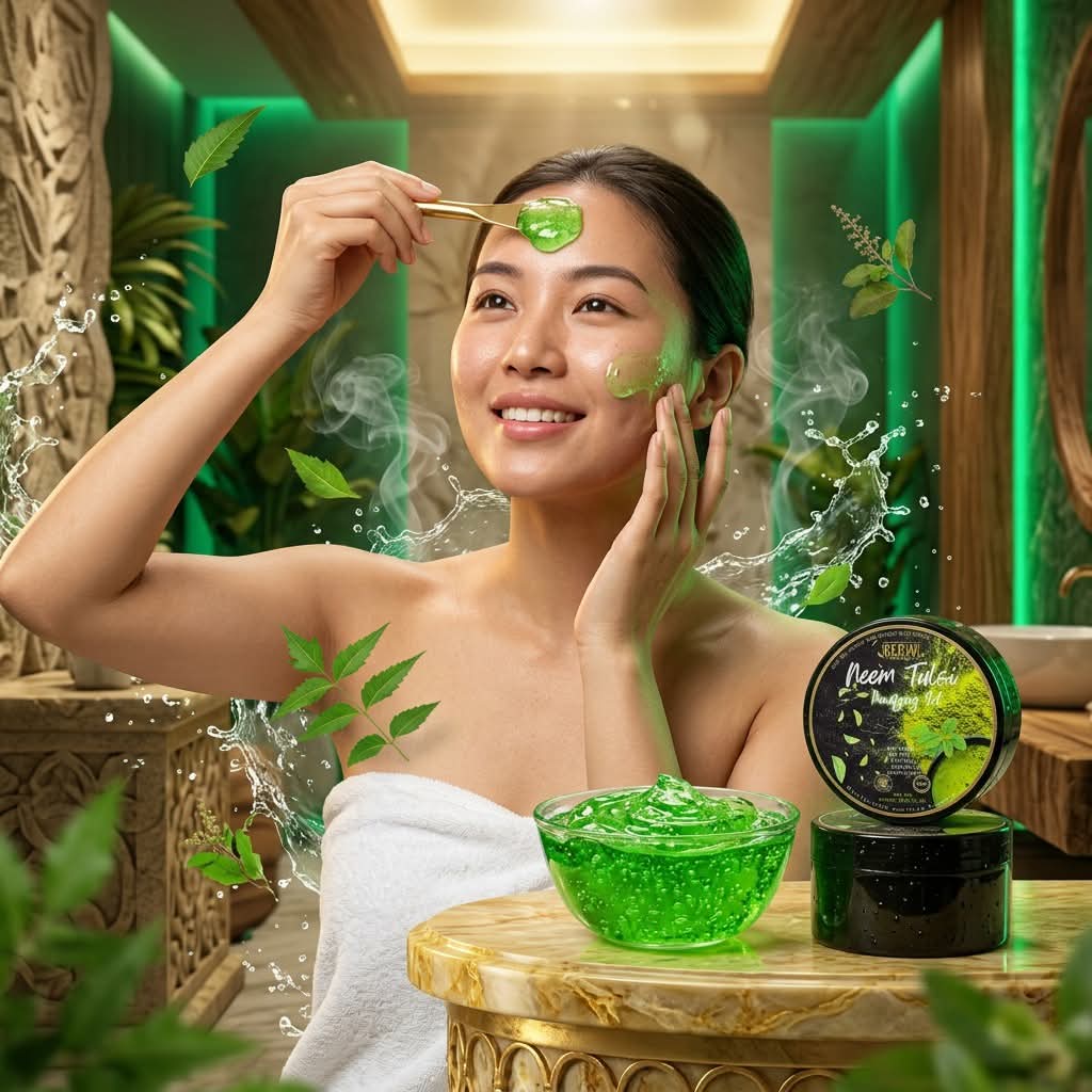 GLOW INDUSTRY Neem Tulsi Soothing Gel 300ml – Made in Thailand