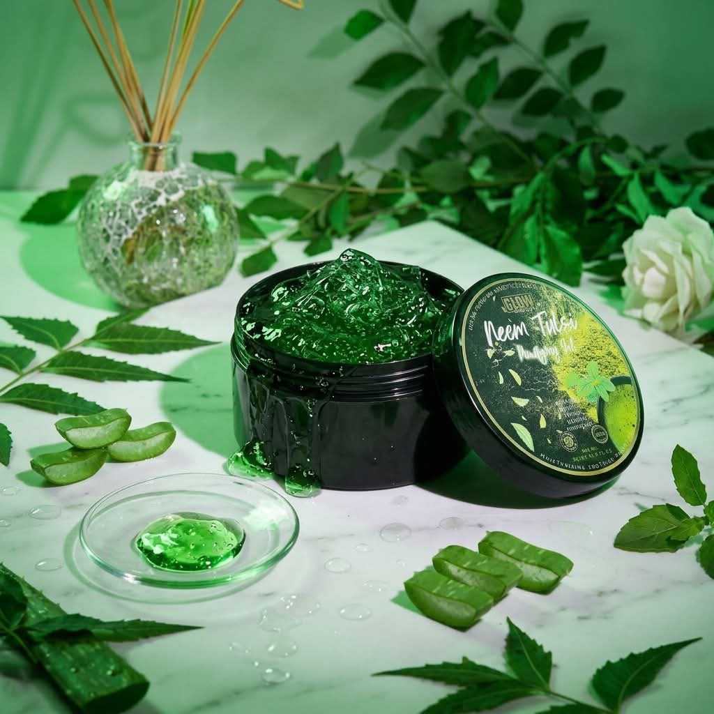 GLOW INDUSTRY Neem Tulsi Soothing Gel 300ml – Made in Thailand - Image 4