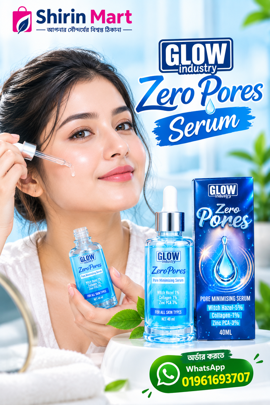 Glow Industry Zero Pores Serum (40ml) - Thai Pore Tightening & Smoothing Serum