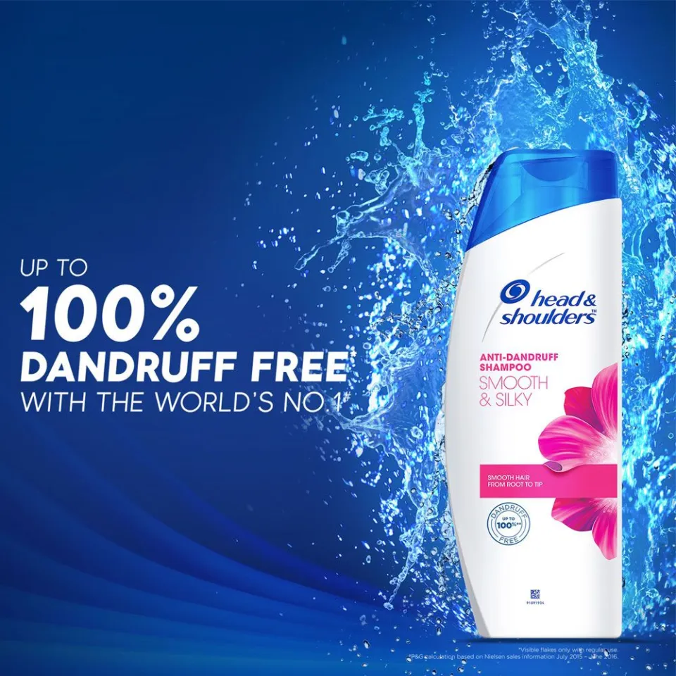 Head & Shoulders Smooth & Silky Anti-Dandruff Shampoo (340ml) - Pink - Image 3