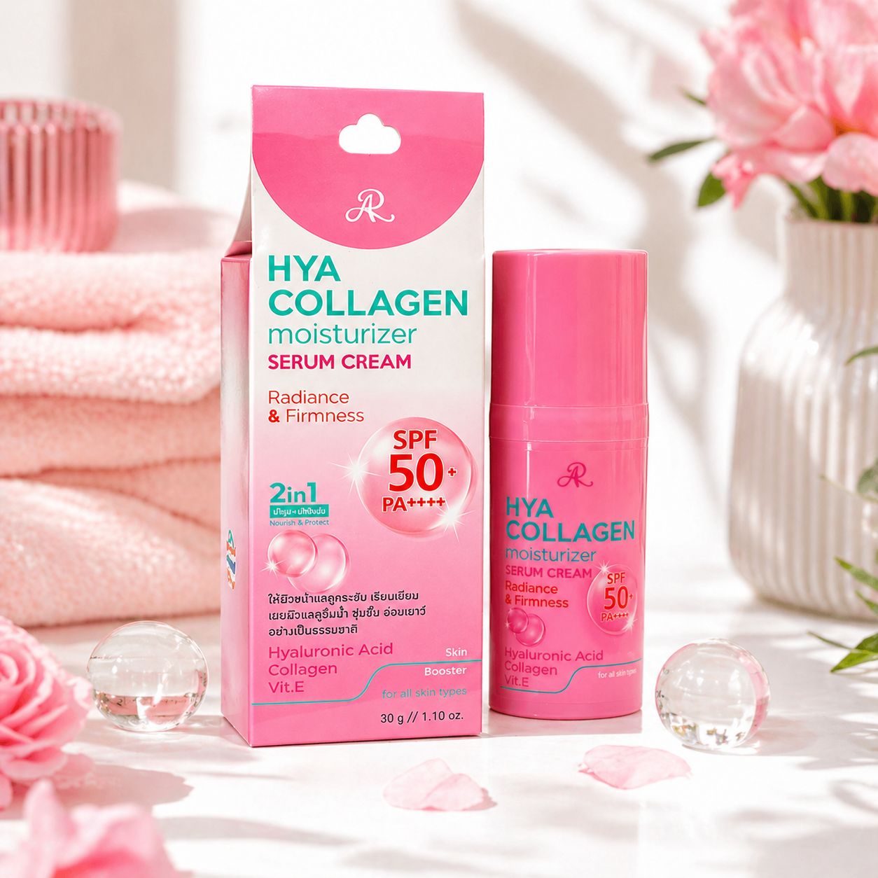 AR HYA Collagen Moisturizer Serum Cream SPF 50+ PA++++ (30g) - Made in Thailand - Image 2