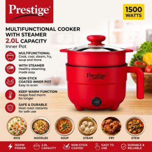 Prestige 2.0L Multifunction Electric Cooker with Steamer & Non-Stick Inner Pot